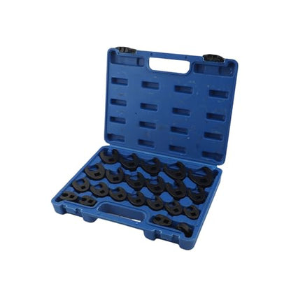 Qinlorgo 22 Pcs Crows Foot Wrench Set for Automotive Mechanics Working in Narrow Engine Bays,8-32mm Flare Nut Design,Carbon Steel Build,Fits Ratchets Extension Rods,With Storage Box