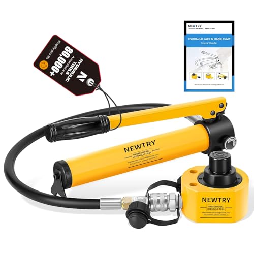 NEWTRY 20T Low Profile Hydraulic Jack Porta Power Kit + CP-180 Manual Hydraulic Hand Pump Multi Section Jack, 1.18” Stroke Industrial Mini Hydraulic Cylinder - size: 20T Hydraulic Jack + cp-180 Pump