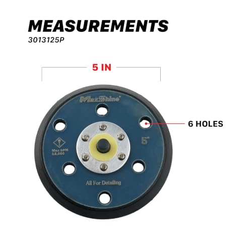 Maxshine 5" Universal Hook & Loop Dual Action Backing Plate – Fits DA Polishers with 5/16" Thread – Supports Up to 12,000 OPM – Compatible with M8S V2 & High-Speed DA Polishers - size: 5“