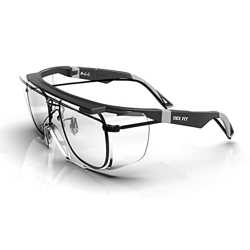 DEX FIT Safety Glasses Over Eyeglasses SG210 - Anti-Fog & Scratch Resistant Z87.1 Certified, Adjustable Temples, Side Shields, UV Protection, Clear Lens PPE for Men & Women; Black & Gray, 6 Pack - color: Black/Gray - Clear, size: 6 Pack