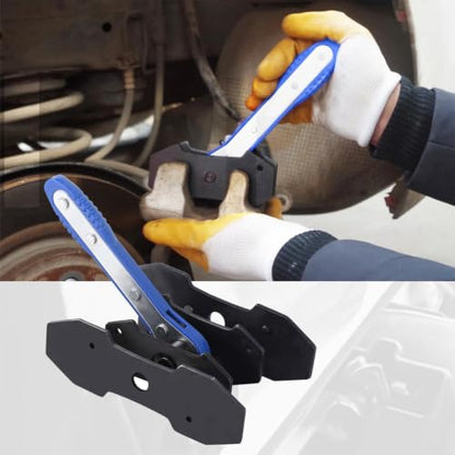 Brake Caliper Press Tool, 360 Degree Ratchet Caliper Piston Spreader | with 2 Extra Steel Plates, Heavy-Duty Brake Caliper Compression Tool with Caliper Hangers for Car, SUV, Truck (Blue)