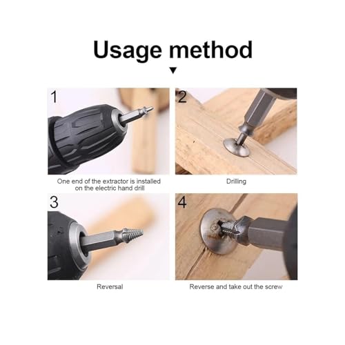 Screw Extractor Set 5PCS, Stripped Screw Extractor with Storage Box, Hex Shank Design, High Speed Steel Double-Ended Drill Bit Tool for Easy Removal of Stripped or Broken Screws