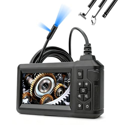 Endoscope Camera with Light,Borescope Camera with 4.3" IPS Screen1080P HD with 8 LED Lights,16.5FT Semi-Rigid Cord Bore Scope,IP67 Waterproof Sewer Borescope (16.5FT Dual Lens Black) - size: 16.5FT Dual lens Black