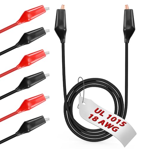 6pcs/20in. Alligator Clips Electrical with Wires UL1015/18AWG, Red&Black Jumper Test Leads Set, 1.77in. Clips Soldered with Wires-EDGELEC - size: R&B 20 in. (50cm), style: 6pcs