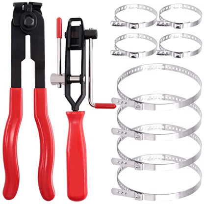 10pcs CV Boot Clamps Pliers Kit, Ear Boot Tie Pliers,Stainless Steel Universal Adjustable AXLE CV Joint Boot Crimp Clamp Kit,Hose Axle Plier CV Clamp Tool CV Joint Banding Tools