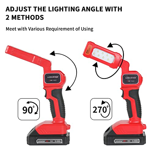 MANUSAGE 3/8"(10mm) 20V Cordless Electric Ratchet Wrench, 44.25 Ft-lbs, 380RPM, with 2 x 2.0A Rechargeable Lithium Ion Batteries, Charger and 20V Lithium-Ion LED Work Light