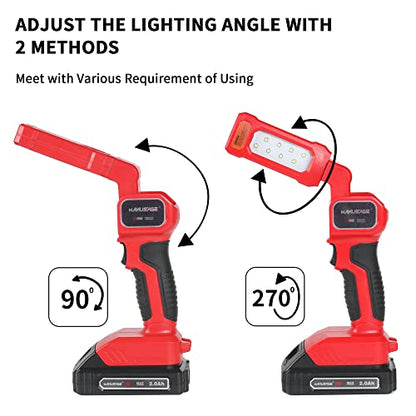 MANUSAGE 3/8"(10mm) 20V Cordless Electric Ratchet Wrench, 44.25 Ft-lbs, 380RPM, with 2 x 2.0A Rechargeable Lithium Ion Batteries, Charger and 20V Lithium-Ion LED Work Light