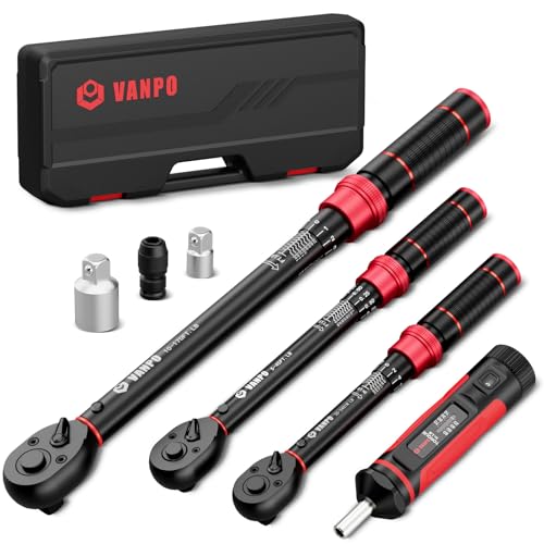 VANPO Torque Wrench Set, 1/4" 3/8" 1/2" Drive, for Bike, Motorcycle, Car | 20-240 In.lb, 5-45 Ft.lb, 10-170 Ft.lb with 3 Adapters,±3% Accuracy, Click Torque Wrenches, 72-Tooth,Dual Scale,Storage Case - size: Set(10-80in.lb,20-240in.lb.5-45ft.lb,10-170ft-l