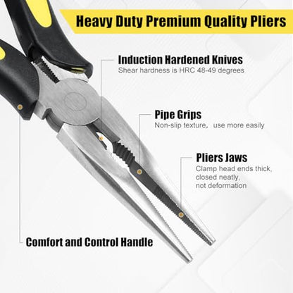 Long Needle Nose Pliers-6’’Soft Grip with Wire Cutter for Home,1pcs | Strong Cutting Force,Paper Clamp Precision, High Carbon Steel,Long Nose Cutting Pliers for Home, Fishing, Jewelry, Crafts - style: One-6in