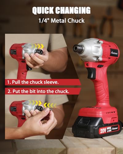 AVID POWER 20V Brushless 1/4'' Impact Driver Kit, 2220in-lbs High Torque, 2-Speed Mode, Variable Speed Cordless Impact Driver, Brake Stop Function, Compact Design with LED Light, 4 Sockets & 4 Bits