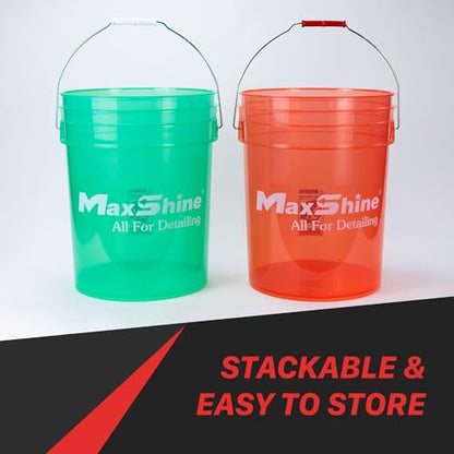 Maxshine 5 Gallon Detailing Bucket - Black Universal Car Wash Bucket for Auto Detailing, Scratch-Free Washing, Garage Storage, Holds Soap, Foam Cannon, Brushes & Microfiber Towels - color: 5g Bucket (Smoke)