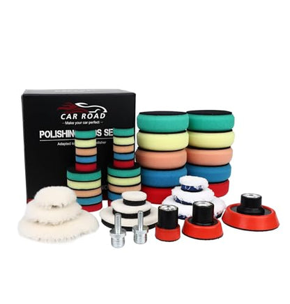44-Piece Polishing Pad Kit for Drill & Polisher - Foam, Wool, Microfiber Buffing Pads with Backing Plate & Adapter, Car Detailing Supplies for Beginners & Professionals