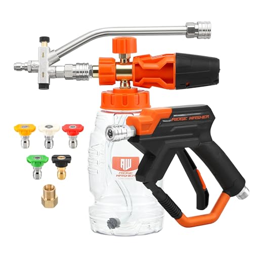 RIDGE WASHER Pressure Washer Gun Foam Cannon, Dual Connector Accessory | 1/4" Quick Connect for Double Tip Attachment, Stainless Steel, 4000 PSI - size: 1000 ML