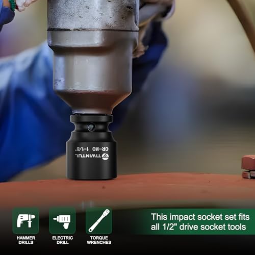 1-1/8" Impact Socket 1/2 Inch Drive for Easy Removal of Axle Nut | Heat-Treated CO-MO Steel Impact Socket, 6 Point Design, SAE, Axle Nut Socket for Automotive, Truck and Machinery Maintenance - size: 1-1/8" (Standard)