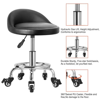 Rolling Stool Low Height Roller Stool Height Adjustable, Shop Stools Low Rolling Chair with Back, Garage Seat Stools Short Work Chair (Style 4) - style: style 4
