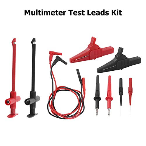 Multimeter Alligator Clips Test Leads Kit, Eectrical Alligator Clips Probe Test Kit,19A JT8001‑1 Crocodile Clip Wire Piercing Needle Probe 0.7mm Multimeter Accessories for Electronic Repair