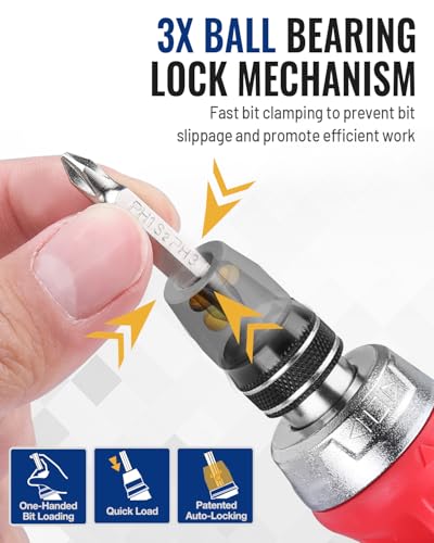 WORKPRO 12-in-1 Stubby Ratcheting Multi-bit Screwdriver, Short Screw Drivers with Magnetic, Quick-load Mechanism, Premium S2 Steel, Small Screwdriver with Double End Bits in Handle - size: Stubby