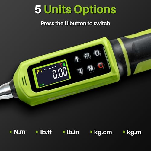 1/4" Digital Torque Wrench -0.33-22Ft.Lb for Bike Motorcycle Repair | Electronic Torque Wrench 1/4 Drive(0.45-30 N.m),Vibration Buzzer LED Indicator,±2% Acc. 5 Units for Precision Parts Engine - style: 1/4" 4-266.0In.Lb Set