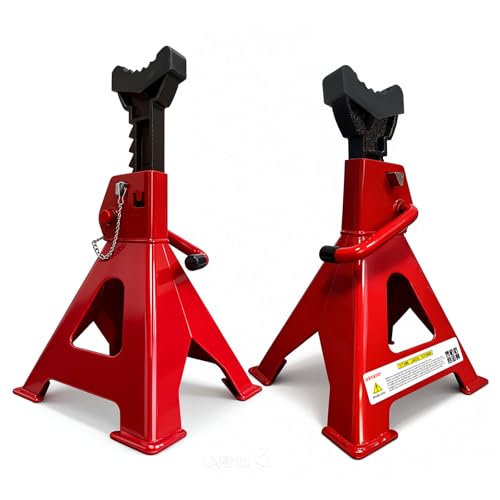 6 Ton Jack Stands (13,200Lbs) - Heavy Duty Car Jack Stand with Double Pin Locking, Adjustable 15.6"-23.4" Height, Extra Rubber Pads for Trucks, Garage, Home,DIY Use - 1 Pair Red - size: 6 Ton Double Locking