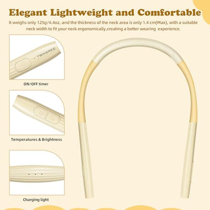 Upgraded Book Light, Neck Reading Lamp,USB Rechargeable, 3 Colors & 3 Brightness Adjustable, Auto-Off Timer, Neck Light for Reading in Bed, Long Lasting, Perfect for Repairing, Knitting. - color: Cheese yellow