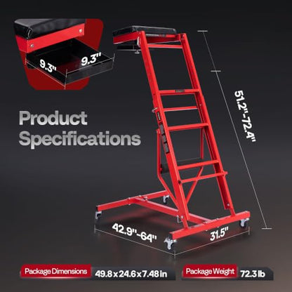 VIVOHOME Topside Automotive Engine Creeper 400LBS with Tool Tray | Adjustable Height from 51.2" to 72.4", The tray rotates a full circle, The one‑touch wheel locks - size: 51inch