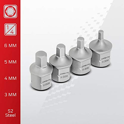 CARBYNE 9-Piece Metric Stubby Low Profile Hex (Allen) Bit Socket Set, 3mm to 14mm, S2 Steel, Super Short Allen Sockets, Dual Drive Internal Square and External Hex for Tight Confined Spaces - size: Metric Hex