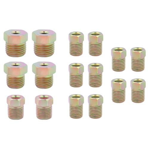 16PCS 3/16 Brake Line Fittings,Thread Brake Line Repair Kit Metric Invert Flare Fittings,Universal Zinc Alloy Brake Line Kit Car Accessories for Most Cars Trucks SUVs(16PCS Fittings) - color: 16PCS Fittings