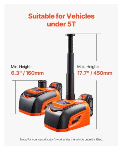 Electric Car Jack 5 Ton, Scissor Jack with Impact Wrench Kit, 11000lbs - LED Light, Portable Tire Change Jack for Sedan, Truck, SUV