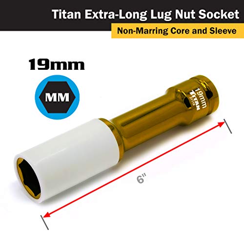 Titan 21119 1/2-Inch Drive x 19mm Non-marring Impact Extra-Long Lug Nut Socket - size: XL 19mm