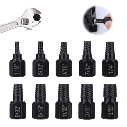 10 Pcs Hex Broken Bolt Extractor Kit Easy Out Stripped Screw Extractor | Damaged Screw Removal Tool Stud Extractor Screw Remover and Extractor for Removing Screw With Stripped Head
