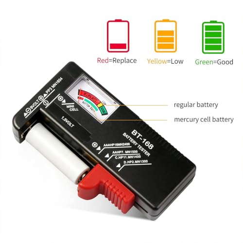 2Pcs Battery Tester for AA AAA C D 9V 1.5V Household Batteries | Universal Battery Tester Checker For Button Cell Model BT-168 Requires No Battery for Operating - color: 2Pcs