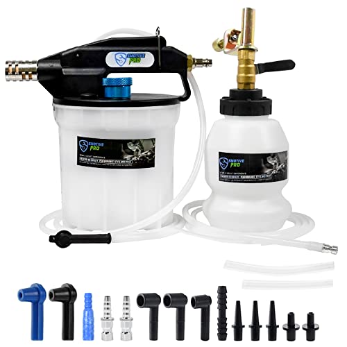 SMOTIVEPRO 2L Vacuum Brake Bleeder Kit Pneumatic Brake Fluid Extractor Pump | Powerful Air Vacuum and 16 Bleeder Screw Adapters Extract Brake Fluid Faster, for Efficient Bleeding on More Vehicles - size: 2L Pneumatic Brake Bleeder Pump