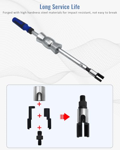 Fuel Injector Puller Tool Kit Compatible with Ford EcoBoost 1.0, 1.5, 1.6, 2.0 2.3 3.5 3.7 GDI Petrol Engines, Slide Hammer Extractor Removal Set with Adjustable Puller Head