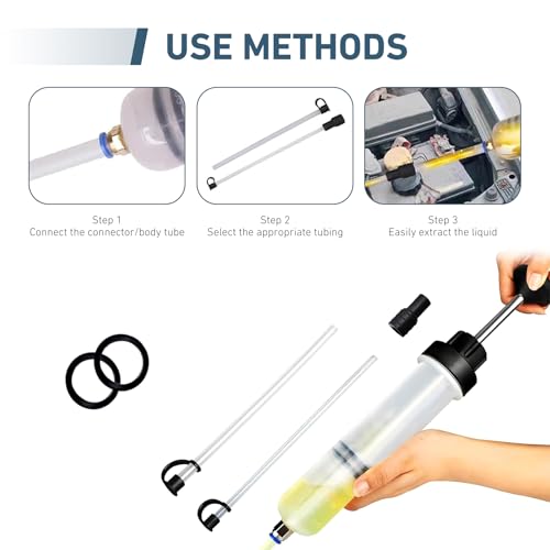 Automotive Fluid Extractor Pump, 200cc Oil Syringe Transfer Tool | Manual Fluid Extractor Pump, 200cc Oil Syringe Suction Tool, Transfer Gear Brake Power Steering Fluid, Automotive Siphon
