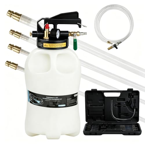 TUFFIOM 10L Transmission Fluid Pump Kit, Pneumatic 2 Way Oil and Liquid Extractor & Dispenser with 15 ATF Adapters, for Automotive Fluid Transfer, Tractor, Motorcycle - color: black