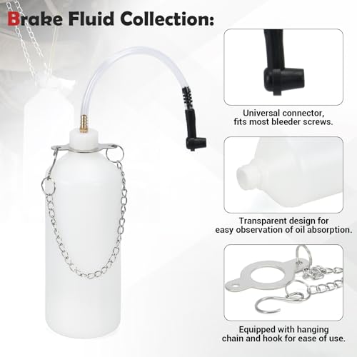 Upgrade 3L Manual Brake Bleeder Kit with 1L Brake Bleed Bottle and 1 Universal Master Cylinder Adapters,Professional Brake Bleeder Fluid Pump Kit Suitable for Most Brake Mast Cylinder Reservoirs - size: 3L+universal adapters