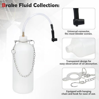 Upgrade 3L Manual Brake Bleeder Kit with 1L Brake Bleed Bottle and 1 Universal Master Cylinder Adapters,Professional Brake Bleeder Fluid Pump Kit Suitable for Most Brake Mast Cylinder Reservoirs - size: 3L+universal adapters