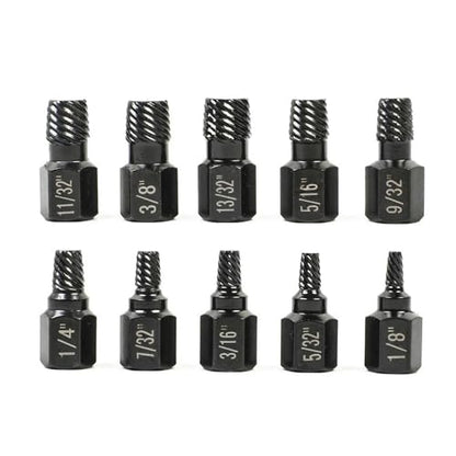 10 Pcs Screw Extractor Set, Alloy Steel Damaged & Stripped Screw Remover, Bolt Extractor Kit for Home and Professional Use - color: Black