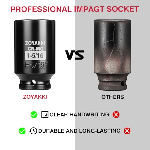 1-5/16" Socket 1/2" Drive Deep 6 Pt CR-MO SAE Impact Socket for Axle Shaft Nut Removal - size: 1-5/16"in., style: 1/2" Drive Deep