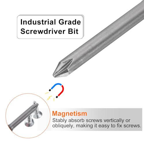 HARFINGTON 5pcs #1 Phillips Screwdriver Bit PH1 1/4" Hex Shank 3" (75mm) Long Magnetic S2 Steel Industrial Grade Screw Driver Bit Cross Head Electric Drill Bits 0.197" (5mm) Rod - size: PH1 x 75mm x 5mm