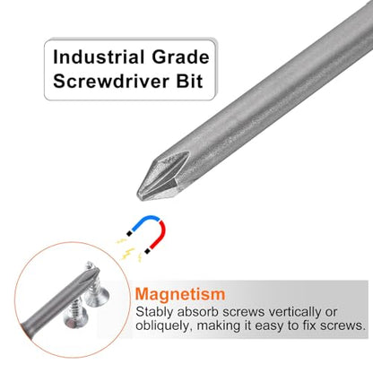 HARFINGTON 5pcs #1 Phillips Screwdriver Bit PH1 1/4" Hex Shank 3" (75mm) Long Magnetic S2 Steel Industrial Grade Screw Driver Bit Cross Head Electric Drill Bits 0.197" (5mm) Rod - size: PH1 x 75mm x 5mm