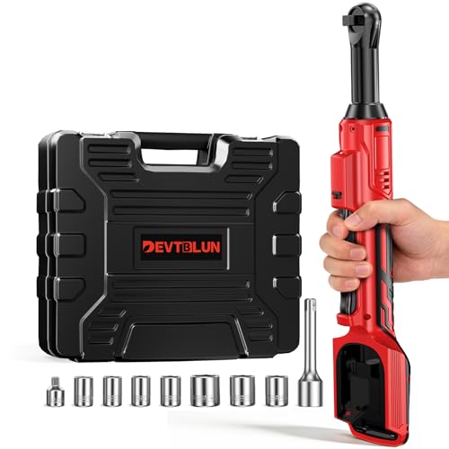 3/8" Cordless Power Ratchet Wrench Compatible with Milwaukee 18V Battery (No Battery) 60FT Torque, 0-400RPM Variable Speed Motor, Extended Wrench with 7 Sockets 1/4" Adapter 3" Extension Bar