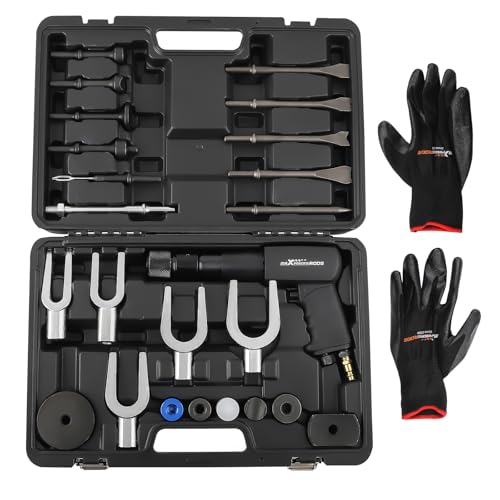maXpeedingrods Air Hammer Kit, 25 PCS Multi-functional Pneumatic Hammer Piece Chisel Set, 2100 BPM Ball Joint Separator Set, Air hammer Bits, Quick Change Retainer Air Hammer with Shovel Heads