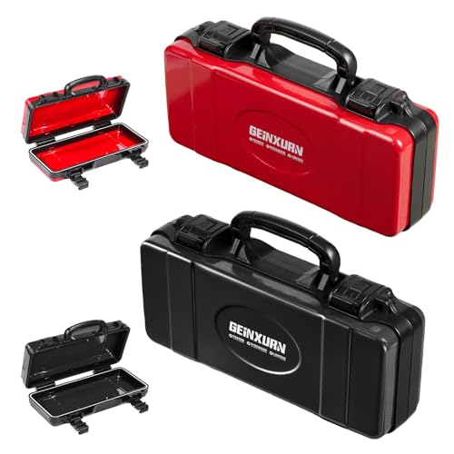 Geinxurn 2 Pieces Metal 11 Inches Steel Portable Tool Box Organizer Red & Black, Durable ABS Tool Storage with Plastic Handle and Double-Buckles - color: 2PCS
