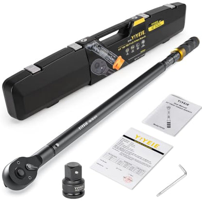 YIYEIE 3/4″ Drive Click Torque Wrench Set 3PCS, 100-700 FT-LB/136-949 Nm | ±3% Accuracy, 48-Tooth Ratchet, Dual-Direction Loud Click Torque Wrench for Heavy Trucks, RV, Tractor, Trailer,Diesel Engine - size: 3/4″ 3 PCS