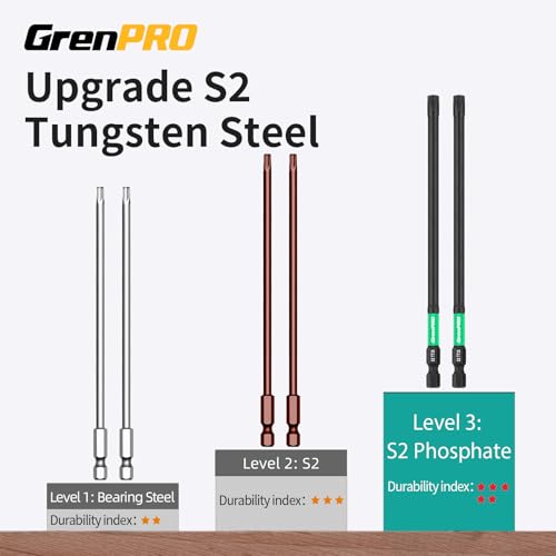 GRENPRO Torx Bit Set 14pc Impact Driver Bit Set, Magnetic Torx Screwdriver Set, 1/4 Torque Security Bits Sets, Tamper Proof t20 t25 t30, 6" Long (t7-t40) Star Screwdriver Bits Sets - size: T7-T40(6"*14pcs)