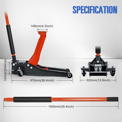 Nilight 3 Ton Floor Jack, Low Profile Car Hydraulic Jack with Dual Pistons Quick Lift, 2.95"-19.88" Lifting Range - style: Dual Pump