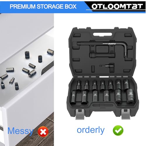 OTLOOMTBT 16PCS 1/2" Drive Impact Socket Set | Easy-to-Read Size Markings - style: 16PCS 1/2" Drive Impact Socket Set (Metric)