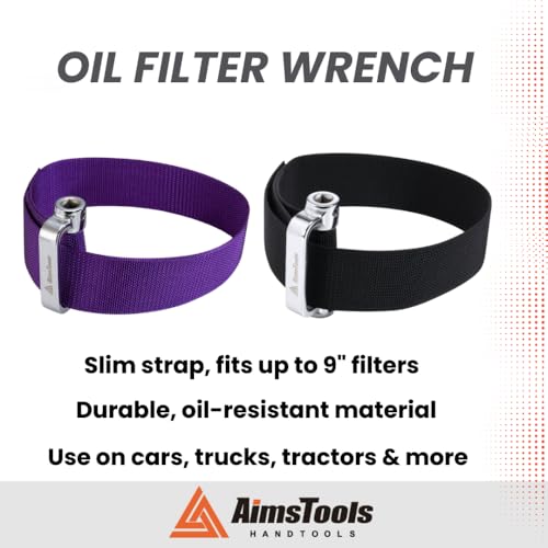 Purple Adjustable Nylon Strap Oil Filter Wrench, Up to 9 Inch | Heavy Duty Adjustable Band, Purple Finish, Tight Area Access, Secure Grip Texture, Diesel Truck, Auto and Garage Repair Use - size: Up to 9"(229mm) - Purple