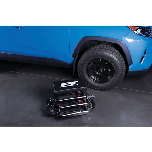 Performance Tool W85025 3-Drawer Rolling Tool Chest Seat With Magnetic Side Trays, Black
